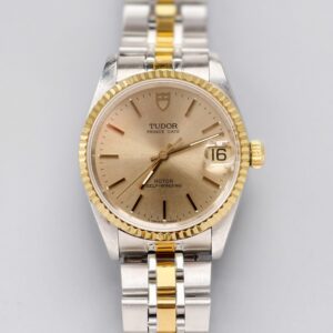 tudor prince date ref.72033 two tone steel & gold automatic watch, champagne baton dial, fluted gold bezel, two tone jubilee bracelet