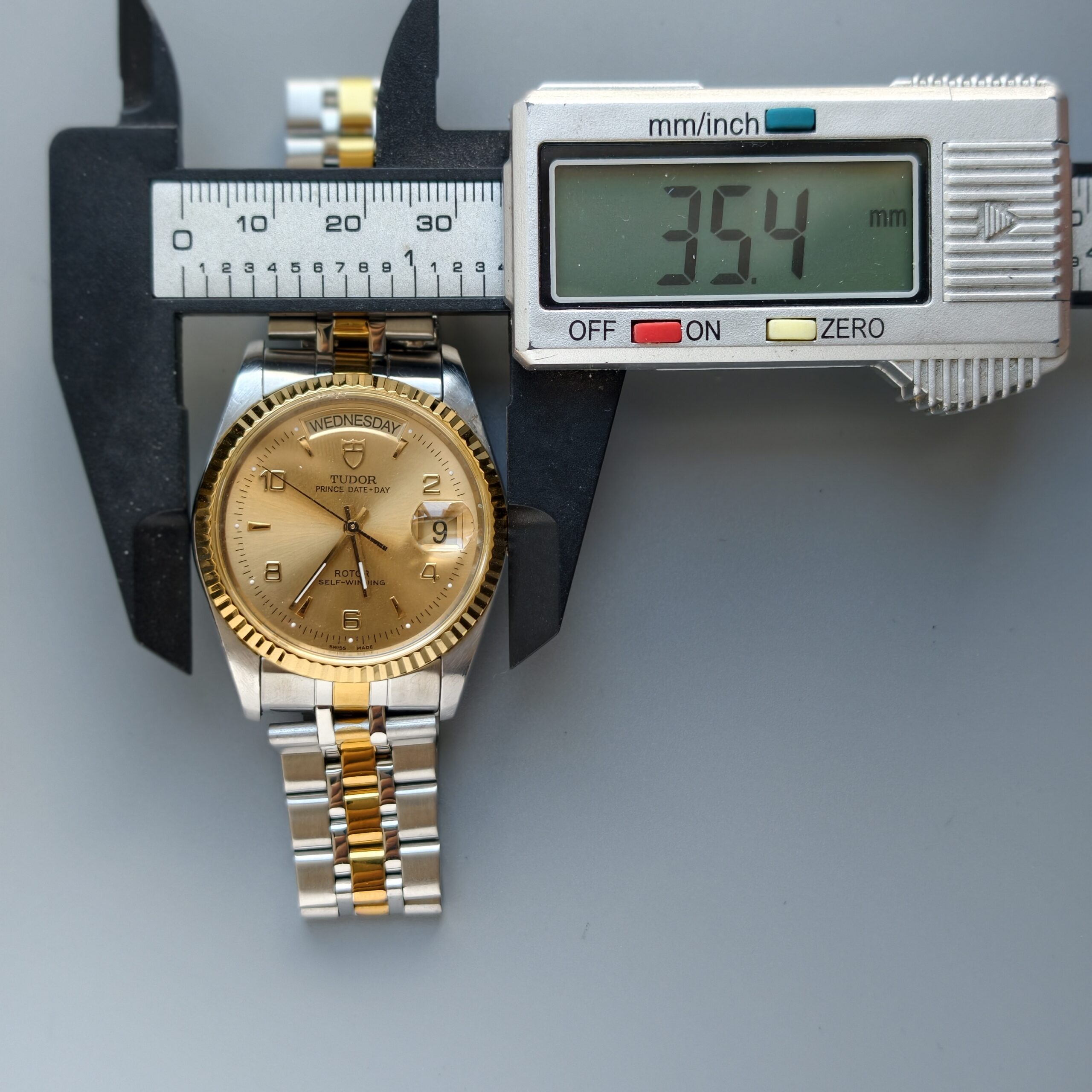 tudor prince date+day ref.76213 two tone steel & 18k yellow gold automatic watch, champagne dial, original jubilee bracelet tudor prince date+day ref.76213 two tone steel & 18k yellow gold automatic watch, champagne dial, original jubilee bracelet