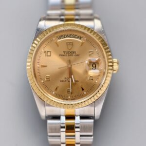 tudor prince date+day ref.76213 two tone steel & 18k yellow gold automatic watch, champagne dial, original jubilee bracelet