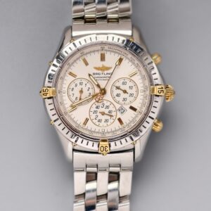 breitling chronomat ref.b13050 two tone steel & 18k gold automatic chronograph chronometer watch, white dial