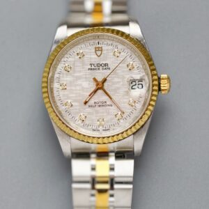 tudor prince date ref.72033 two tone steel & gold automatic watch, factory diamond linen dial