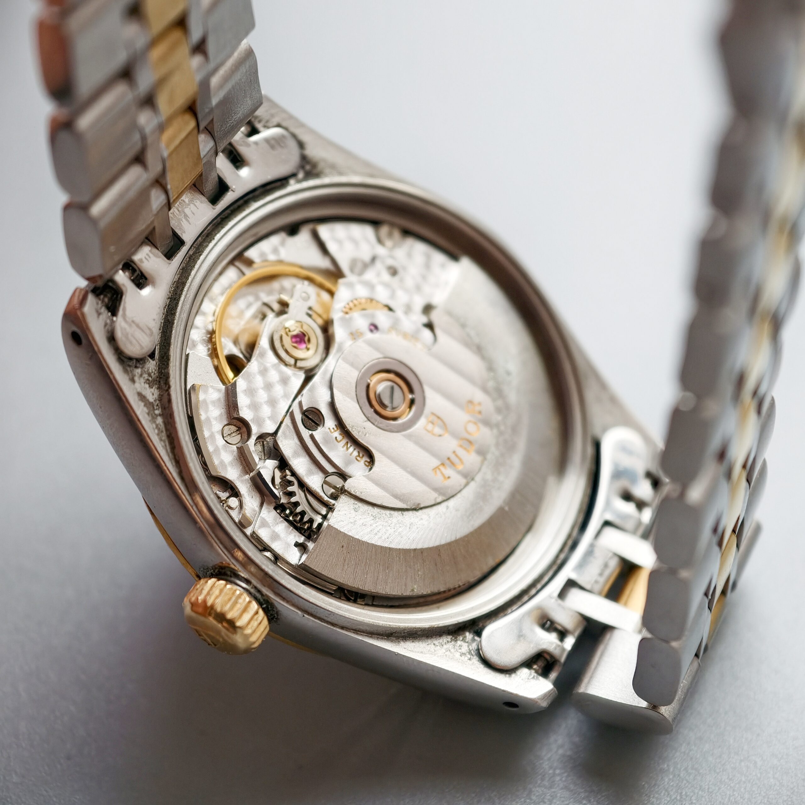 tudor prince date ref.72033 two tone steel & gold automatic watch, factory diamond linen dial tudor prince date ref.72033 two tone steel & gold automatic watch, factory diamond linen dial